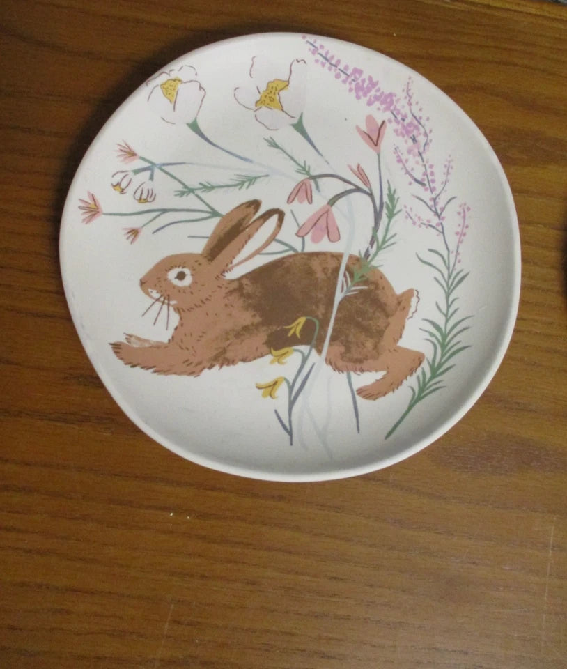 Set 2 - Melamine Brown Bunny Rabbits Plates - 8.5" - VGC